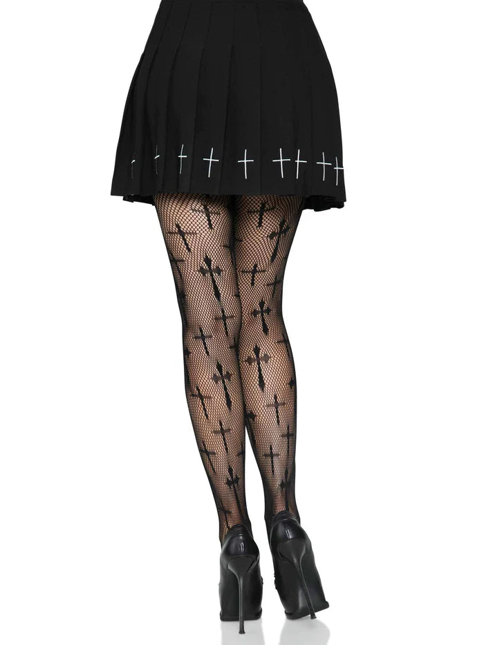 Worship Me Cross Net Tights – ShirtsNThingsAZ