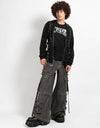 Black Wash Denim X-Strap Pant
