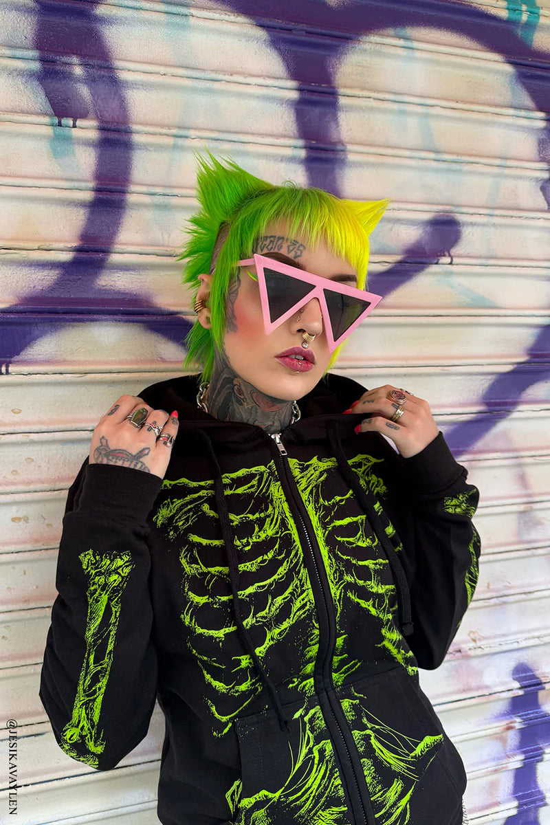 Zombie Rot Skeleton Zip Hoodie