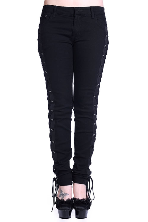 Corset Style Black Skinny Jeans