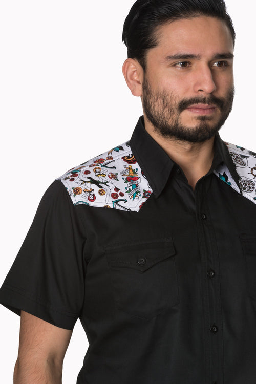 Hot as Hell Tattoo Flash Button Down Shirt