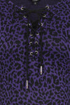 Tabitha Crop Purple Cheetah Tie Top