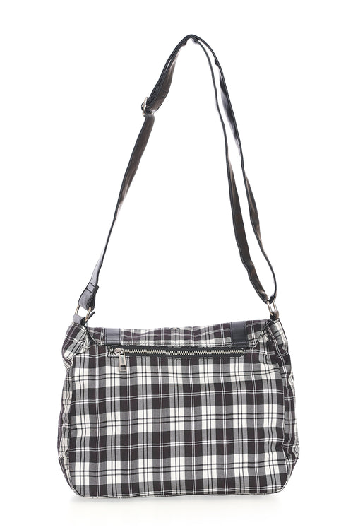 Tartan Messenger Bag (Black/White)