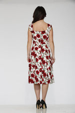 Off White Red Rose Vintage Dress