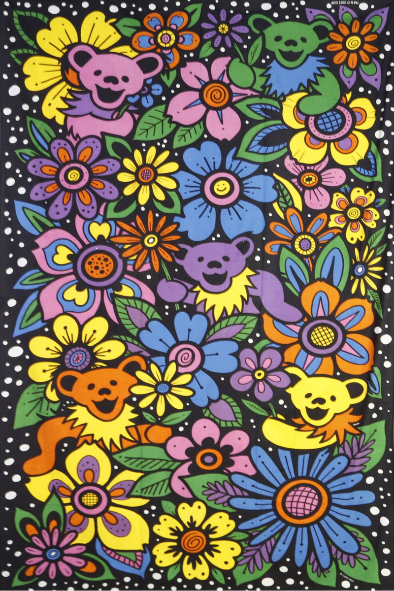 3D Grateful Dead Flower Bears Tapestry