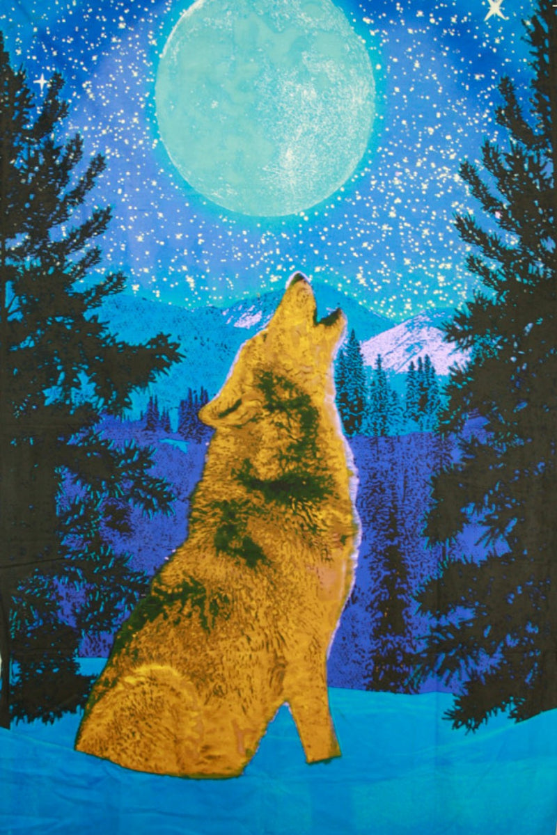 3D Glow in the Dark Wolf Tapestry