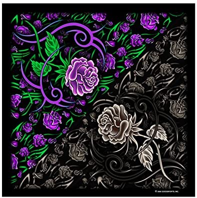 Purple and Black Rose Half and Half Bandana