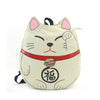 Lucky Cat Canvas Backpack-Biege