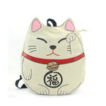 Lucky Cat Canvas Backpack-Biege