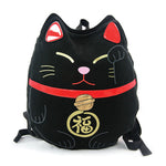 Lucky Cat Canvas Backpack-Black