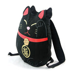 Lucky Cat Canvas Backpack-Black