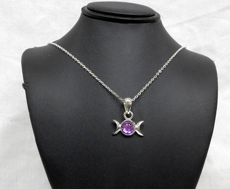 Tri Moon w/Purple Stone Necklace