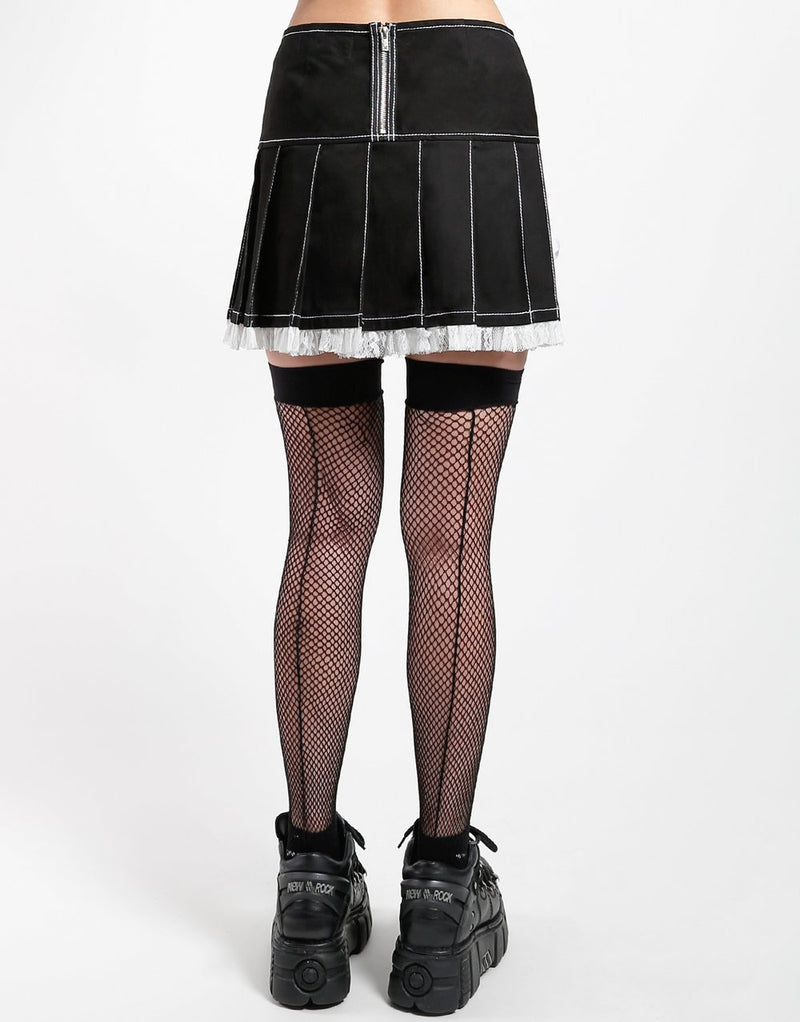 Tripp Lolita Pleated Lace Black and White Skirt
