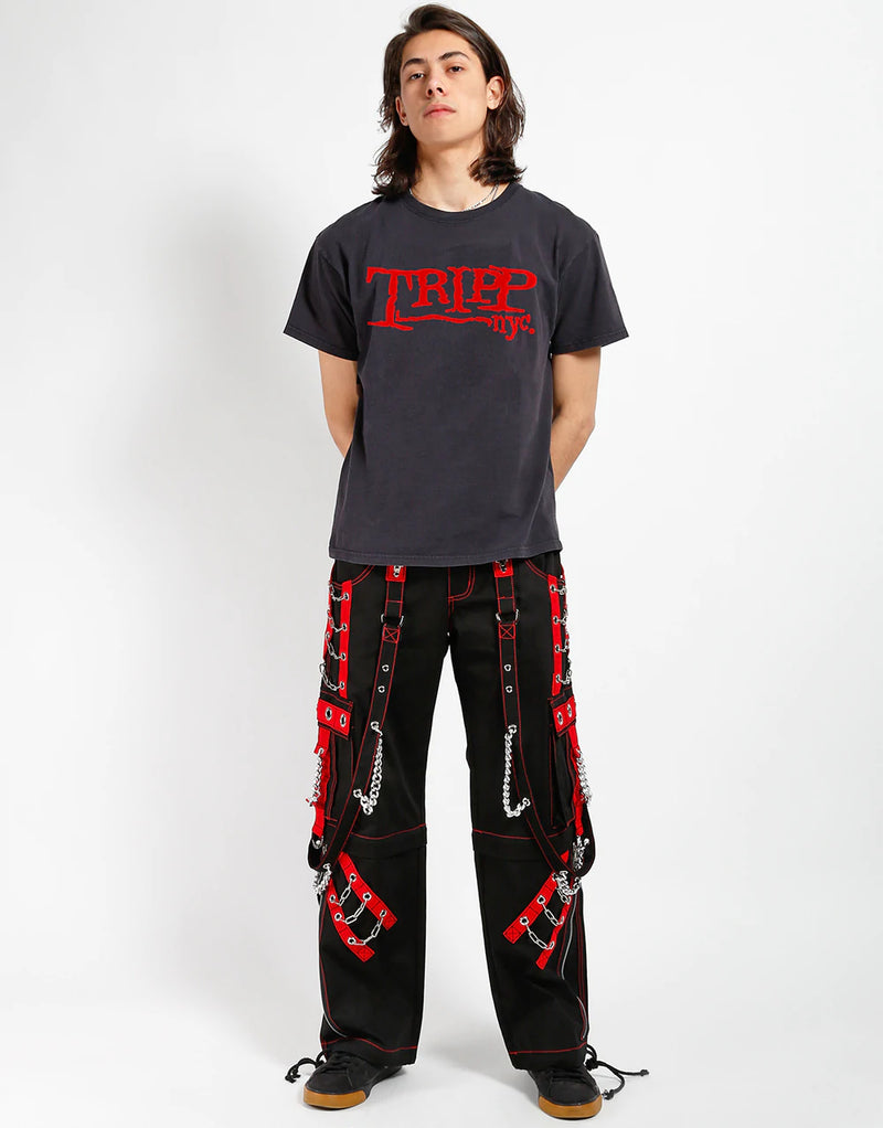 Tripp Black & Red Chain Zip-Off Pants