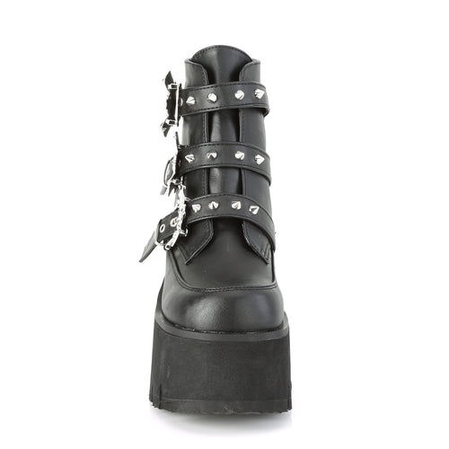 Ashes-55 3-1/2" Chunky Bat Boot Black Vegan Leather