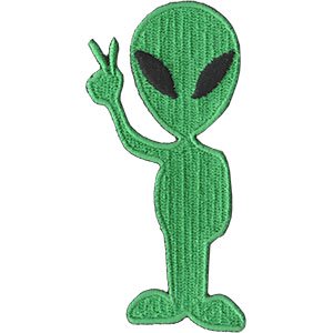 Alien Peace Sign Iron-On Patch