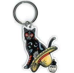 Gato Sombrero Key Chain
