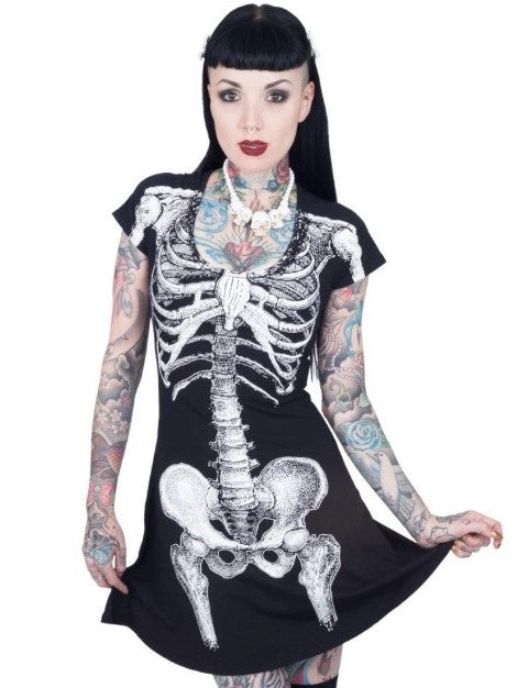 Skeleton White Flare Dress