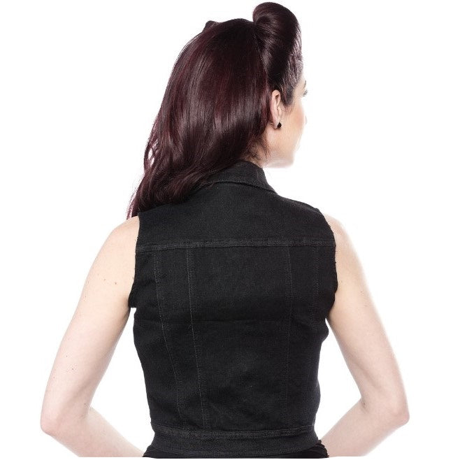 Essential Black Stretch Denim Vest