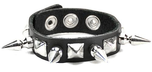 1" Spike and Pyramid Snap Button Bracelet