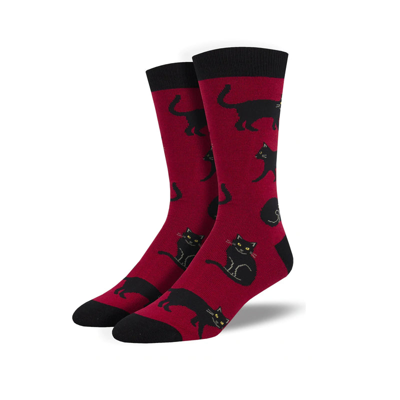 Black Cat Socks - Red