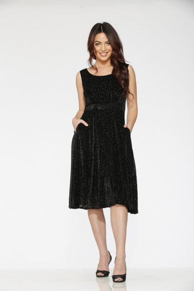 Black Leopard Velvet Dress