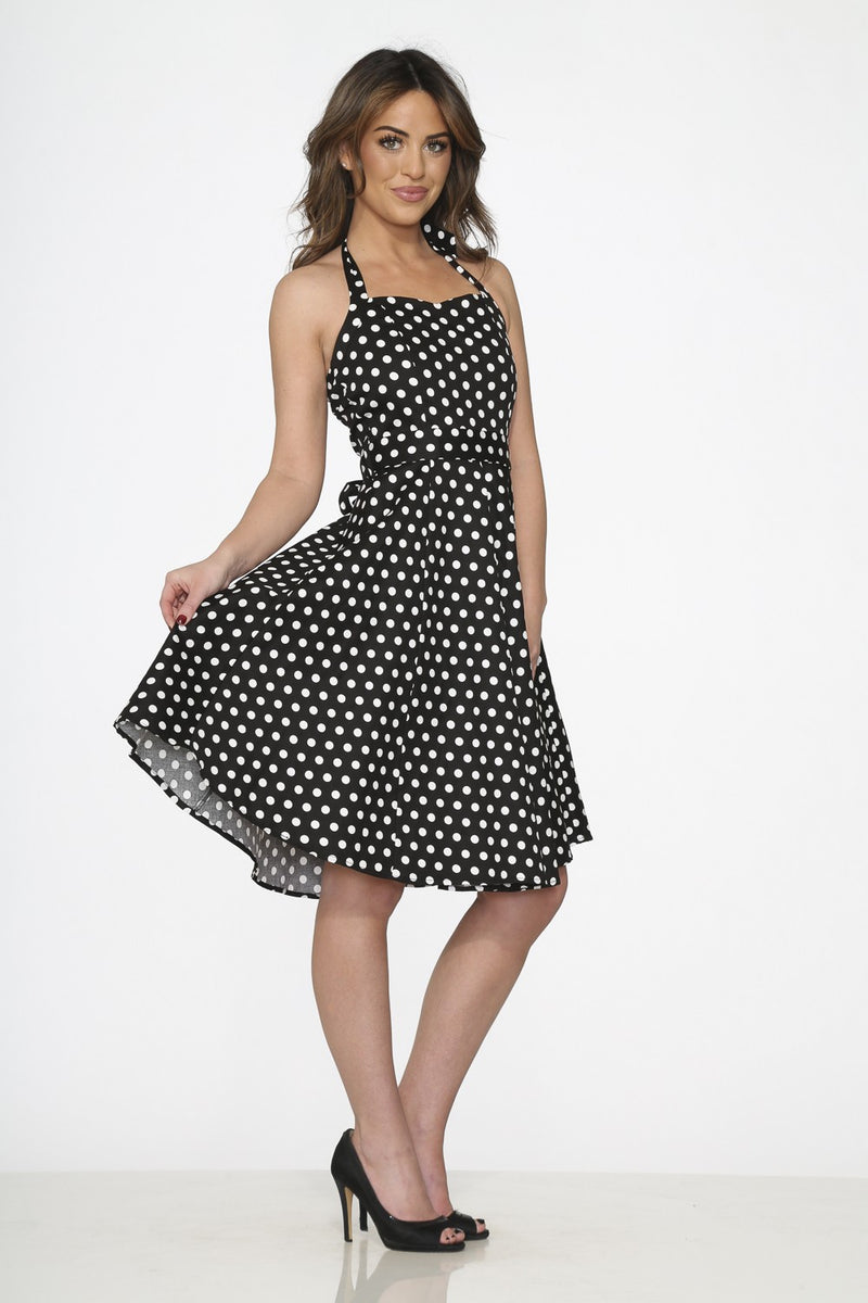 Black White Polka Dot Halter Dress ShirtsNThingsAZ Black White Polka Dot Halter Dress ShirtsNThingsAZ