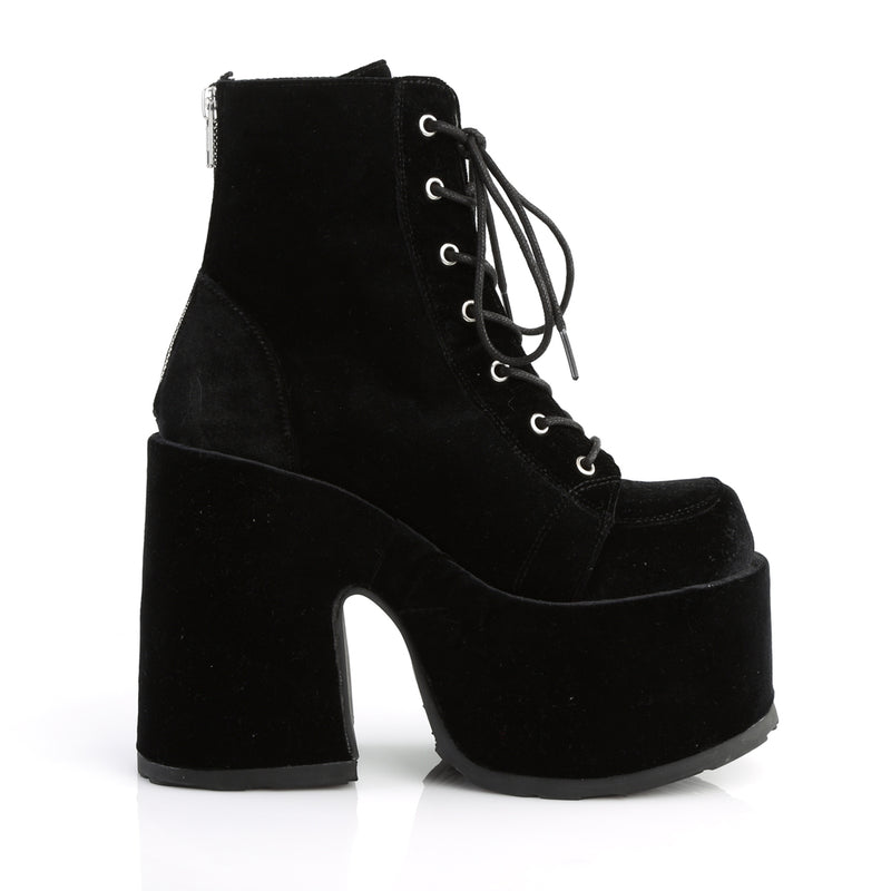 Camel 203 5 Chunky Heel Black Velvet ShirtsNThingsAZ