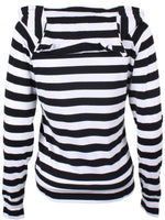 Cat Ears Striped Black and White Hoodie