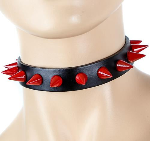 Small Red Cone Spikes Choker