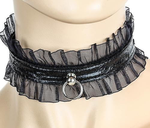Black Lace with Small Ring Choker