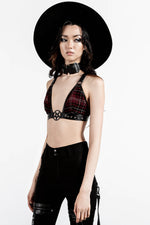 Crimson Daze Halter (Blood Tartan) Top