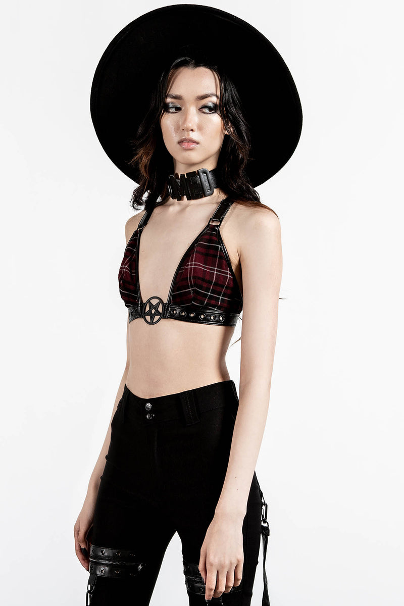 Crimson Daze Halter (Blood Tartan) Top