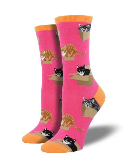 Cat in a Box Women's Socks - Pink