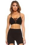 Criss Cross Black Ribbed Bralet