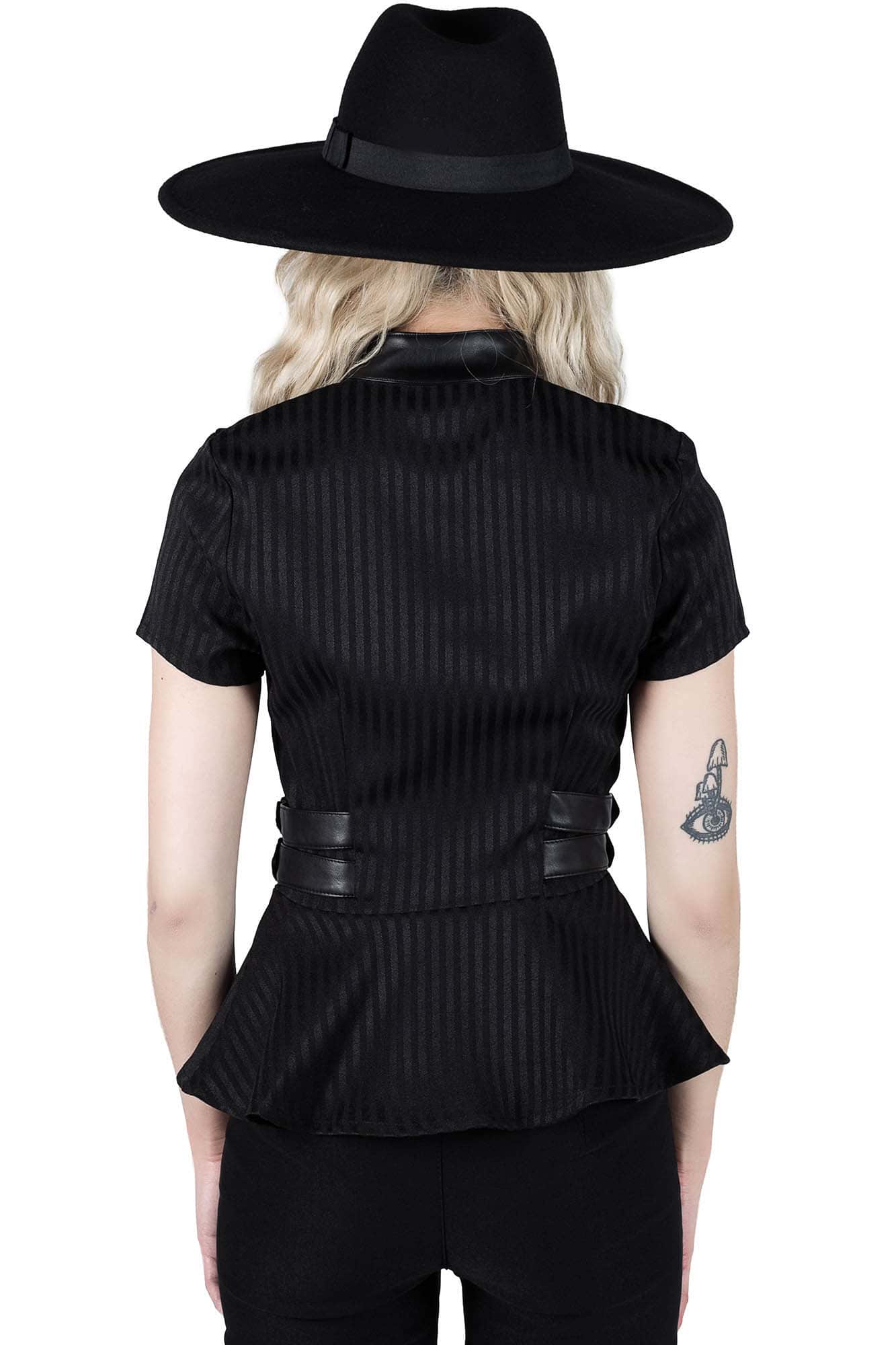 Dark Enterprise Pinstripe Zip Top