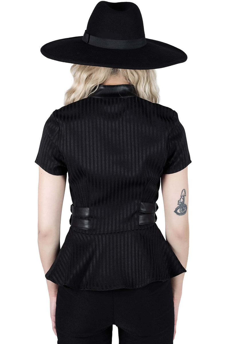 Dark Enterprise Pinstripe Zip Top