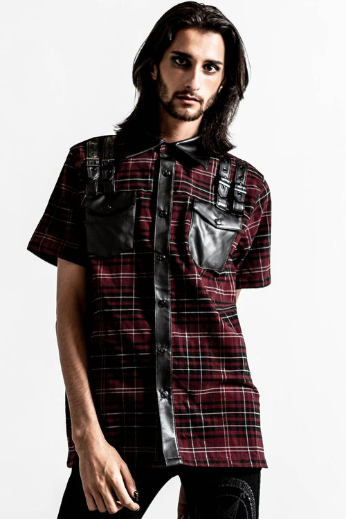Daze Button Up Blood Tartan