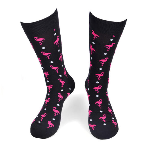 Flamingos on Black Socks