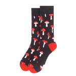 Red Mushrooms on Charcoal Socks