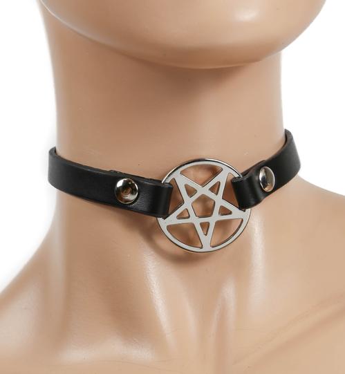 1/4" Pentagram Leather Choker