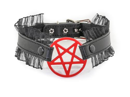 Red Pentagram Lace Wrapped Choker