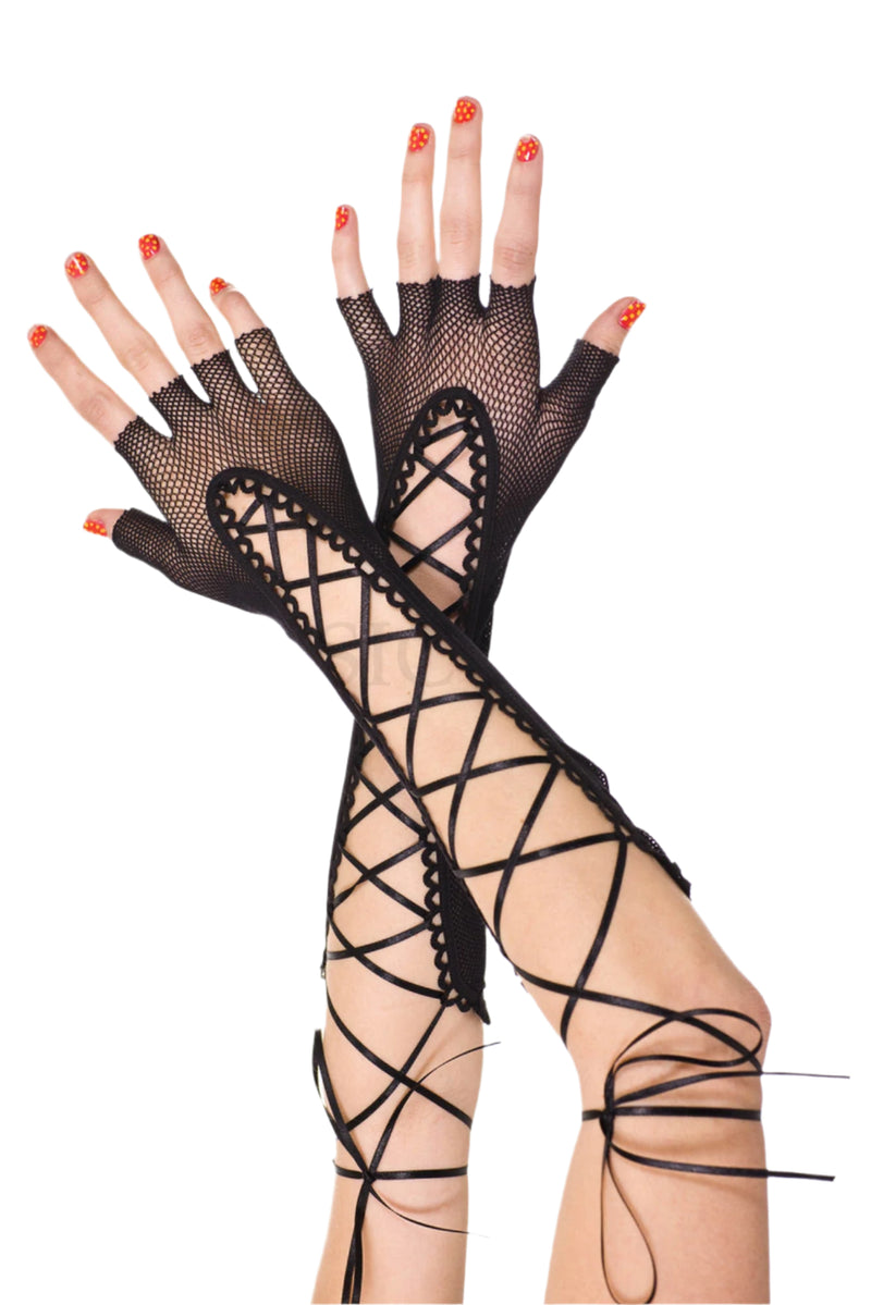 Fingerless Lace up net elbow