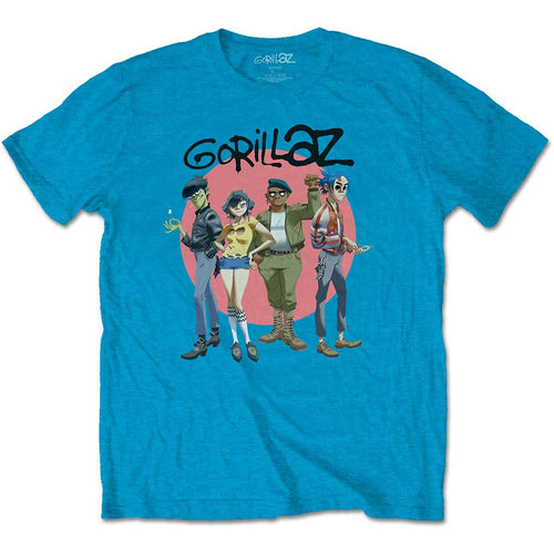 Gorillaz Group Circle Blue T-Shirt