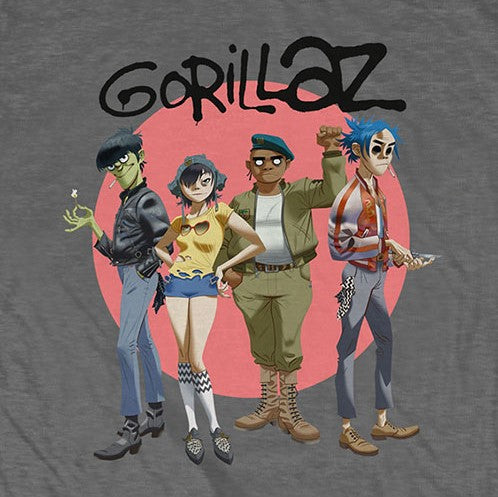 Gorillaz Group Circle Rise Grey T-Shirt