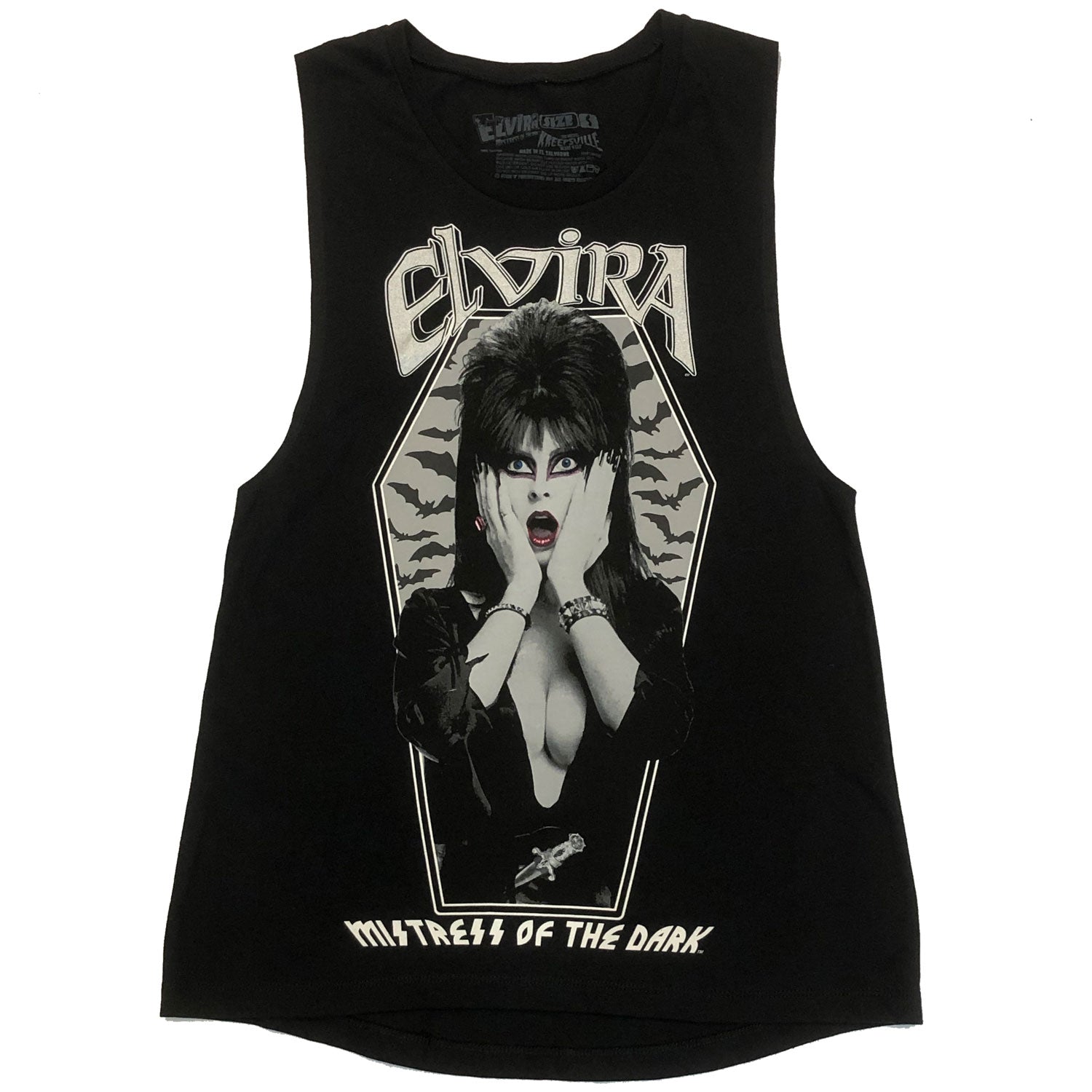 Elvira Bat Coffin Sleeveless Black Tank