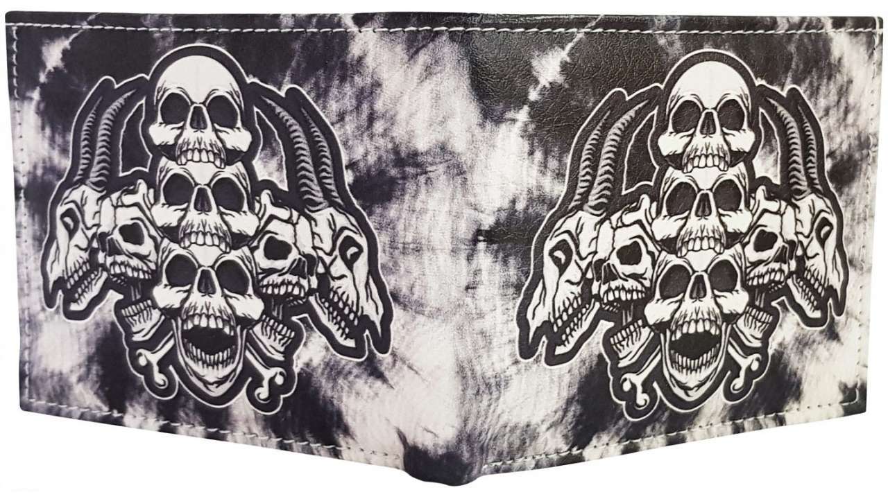 Grey Skulls Vegan Wallet