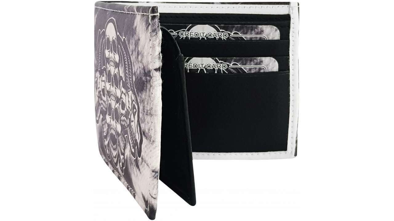 Grey Skulls Vegan Wallet
