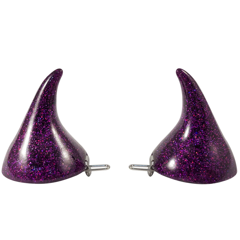 Horror Hair Horns-Purple Glitter