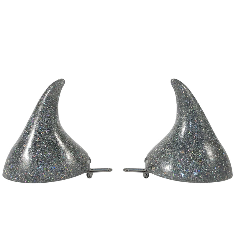 Horror Hair Horns-Silver Glitter